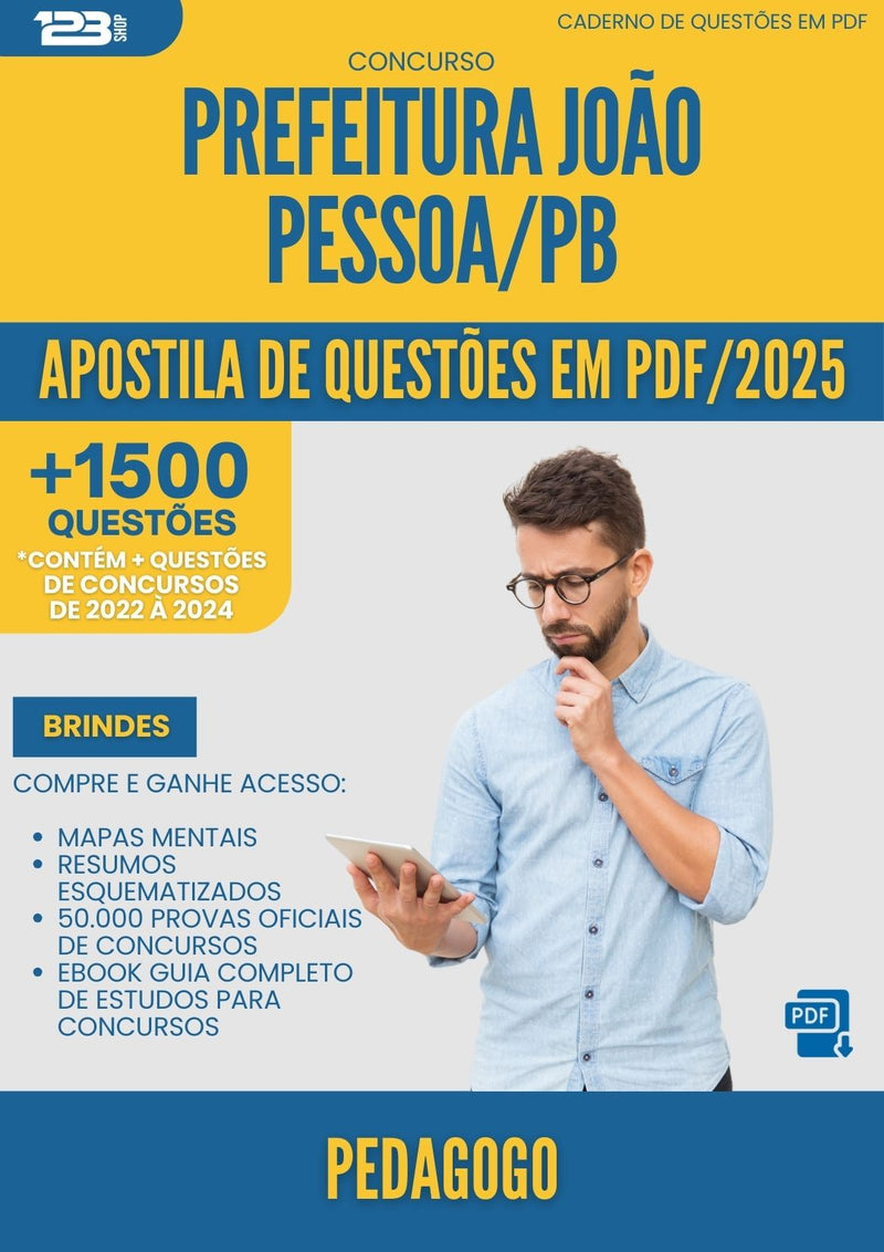 Apostila de Questões para Concurso Pedagogo Sme da Prefeitura Joao Pessoa Pb 2025 - Mais de 1.500 Questões