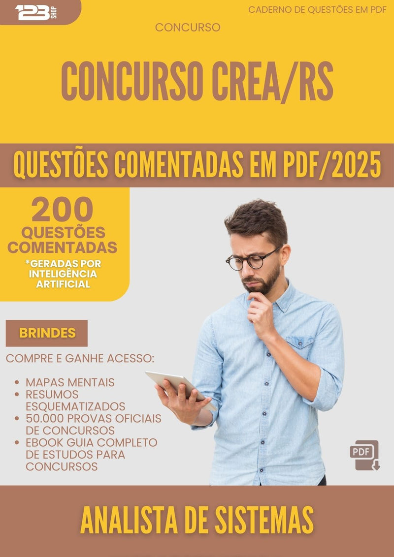 200 Questões Comentadas para Concurso Analista De Sistemas Infraestrutura Crea Rs 2025 - 200 Questões