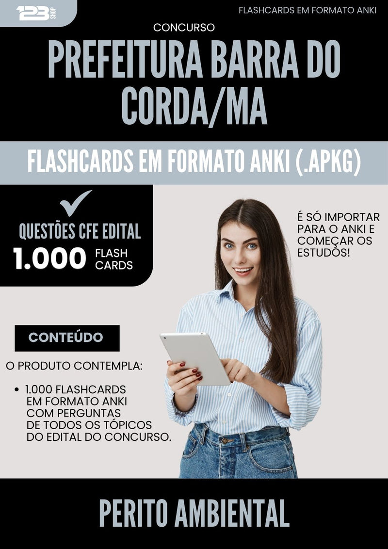 Flashcards para Concurso Perito Ambiental da Prefeitura Barra Do Corda Ma 2025 - 1.000 Flashcards de Acordo com Edital