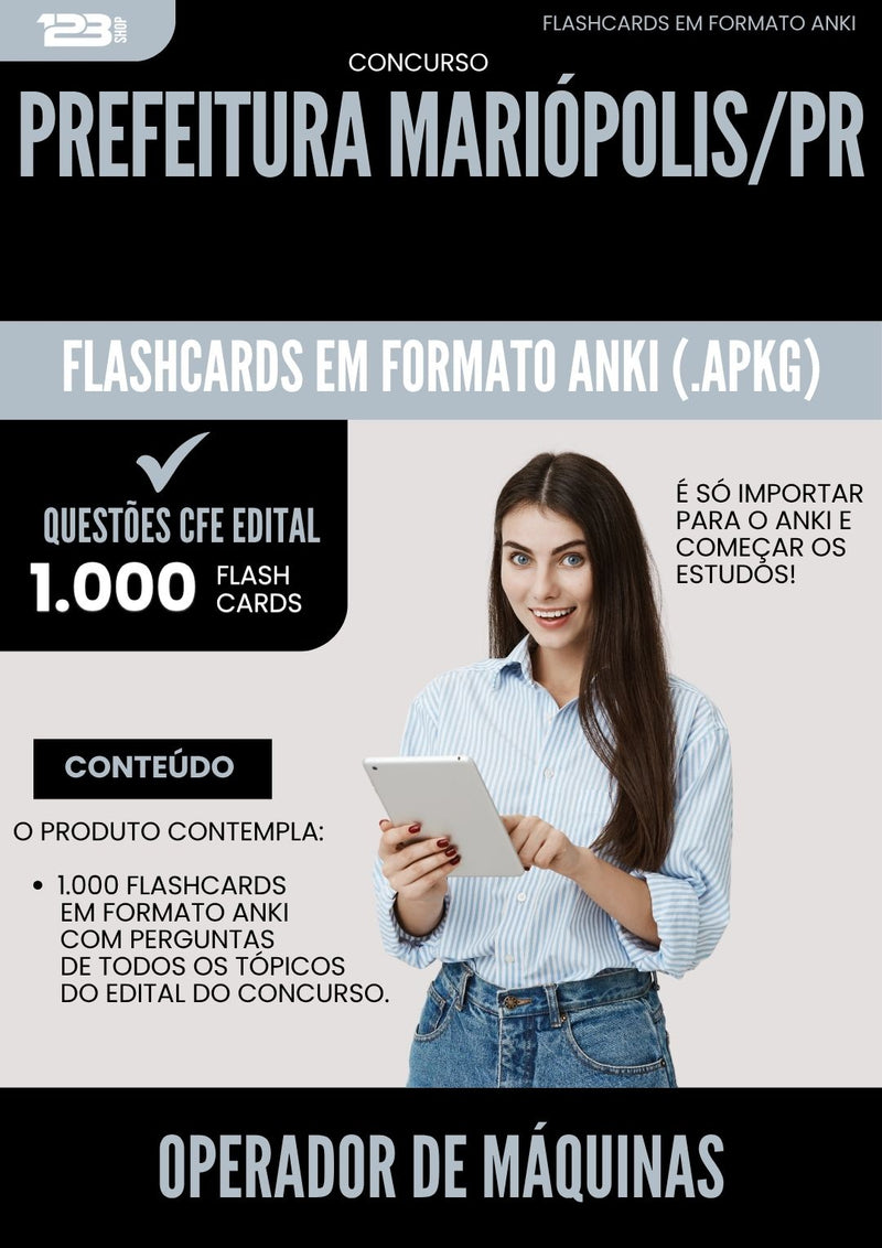 Flashcards para Concurso Operador De Maquinas da Prefeitura Mariopolis Pr 2025 - 1.000 Flashcards de Acordo com Edital