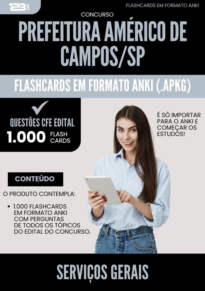 Flashcards para Concurso Servicos Gerais da Prefeitura Americo De Campos Sp 2025 - 1.000 Flashcards de Acordo com Edital