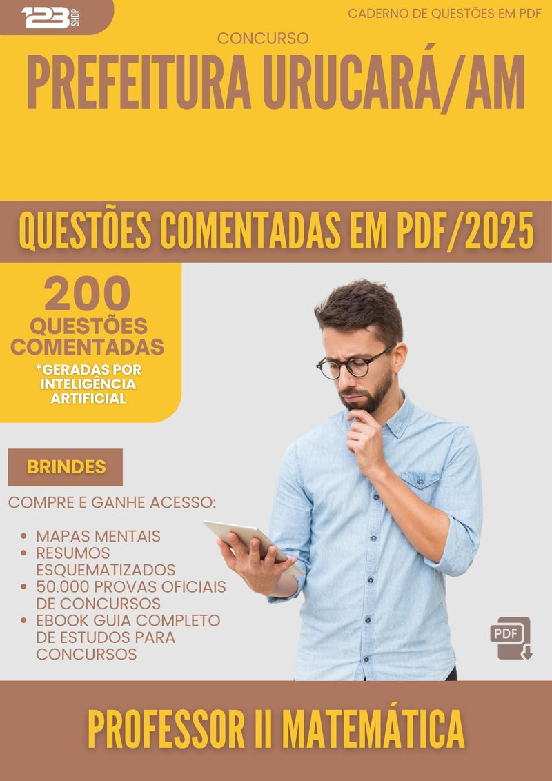 200 Questões Comentadas para Concurso Professor Ii Matematica da Prefeitura Urucara Am 2025 - 200 Questões