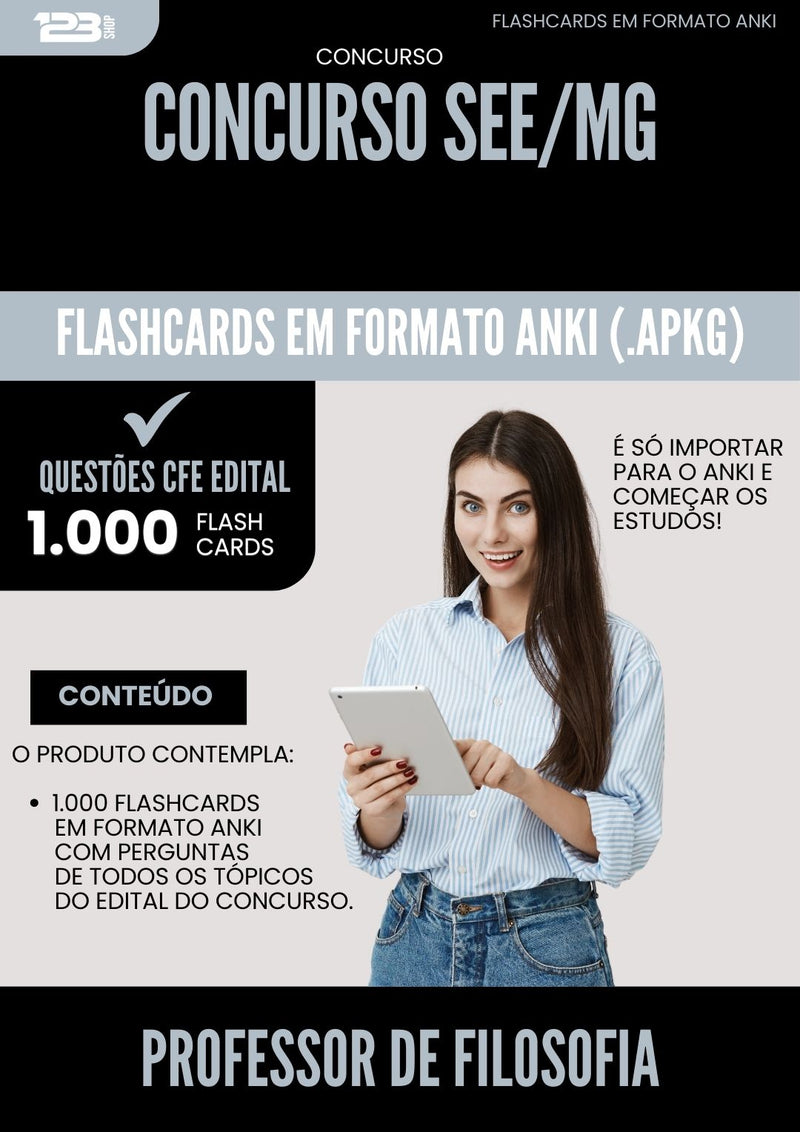 Flashcards para Concurso Professor De Filosofia See Mg 2025 - 1.000 Flashcards de Acordo com Edital