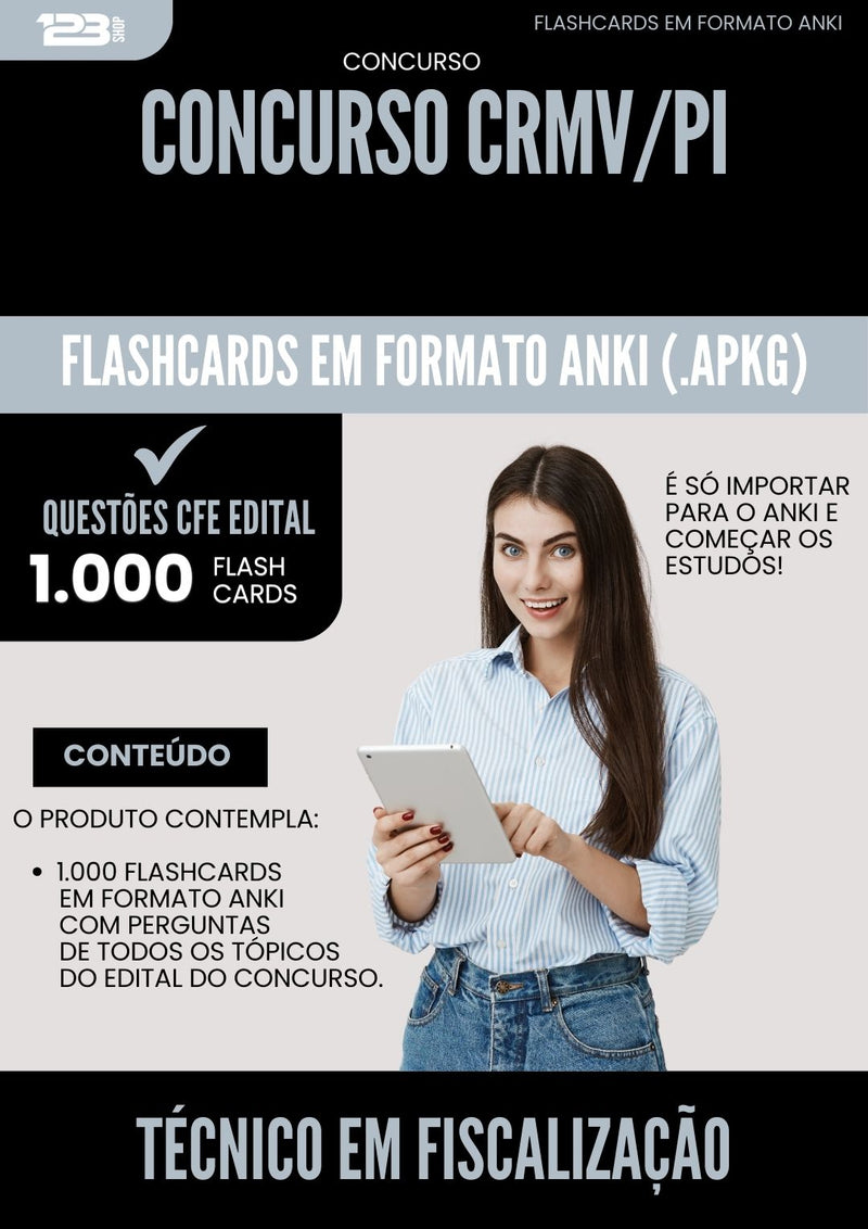 Flashcards para Concurso Tecnico Em Fiscalizacao Crmv Pi 2025 - 1.000 Flashcards de Acordo com Edital