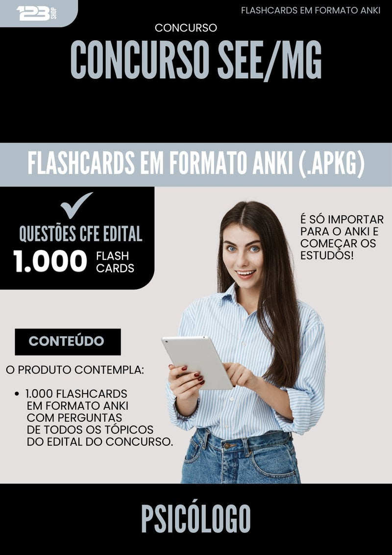 Flashcards para Concurso Psicologo See Mg 2025 - 1.000 Flashcards de Acordo com Edital