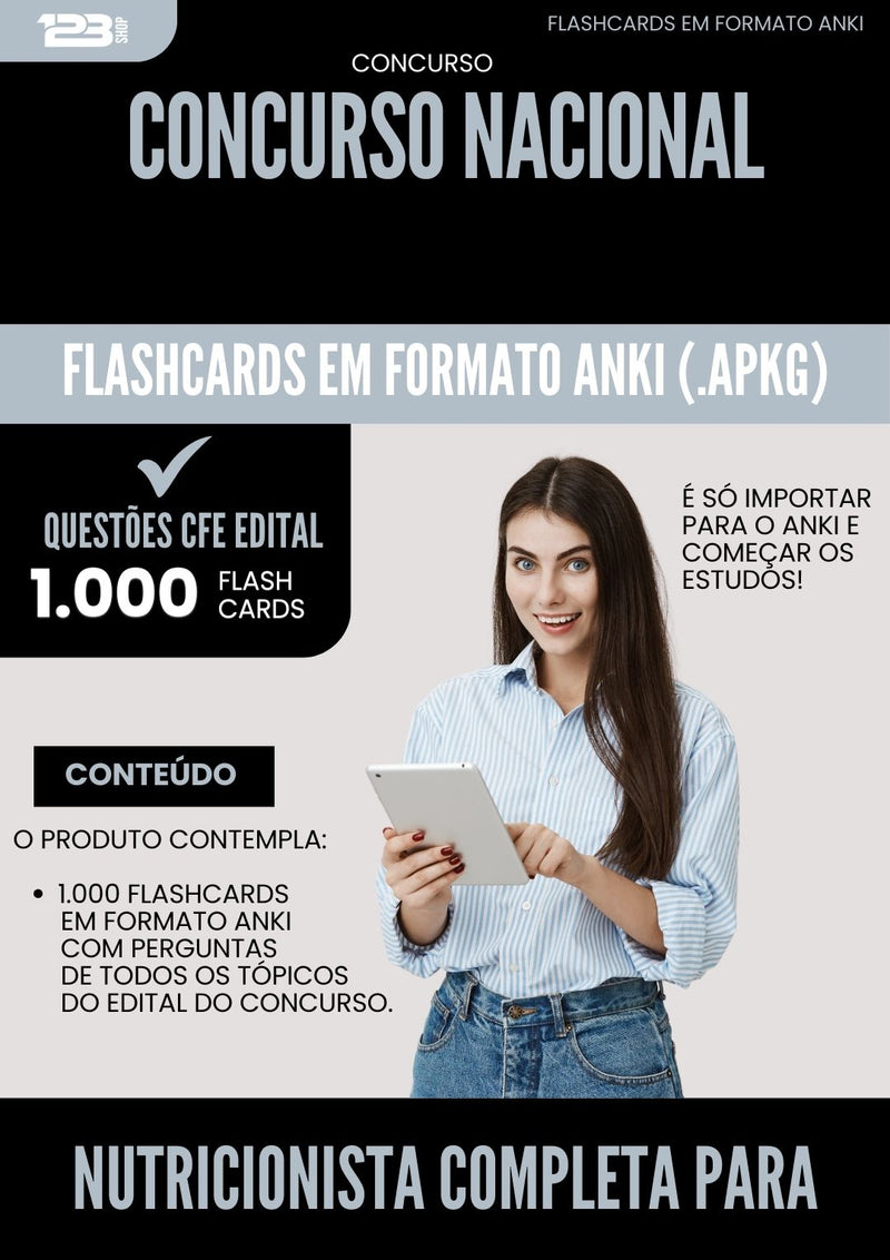 Flashcards para Concurso De Nutricionista Completa Para Concursos - 1.000 Flashcards de Acordo com Edital