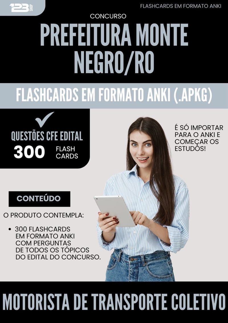Flashcards para Concurso Motorista De Transporte Coletivo da Prefeitura Monte Negro Ro 2025 - 300 Flashcards de Acordo com Edital