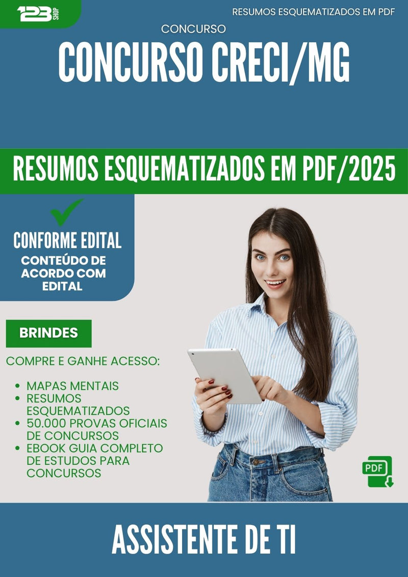 Resumos Esquematizados para Concurso Assistente De Ti Creci Mg 2025 - Conteúdo de Acordo com Edital