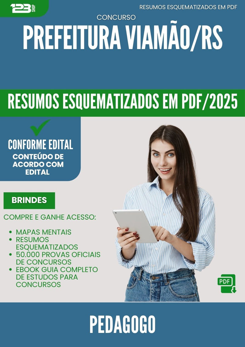 Resumos Esquematizados para Concurso Pedagogo da Prefeitura Viamao Rs 2025 - Conteúdo de Acordo com Edital