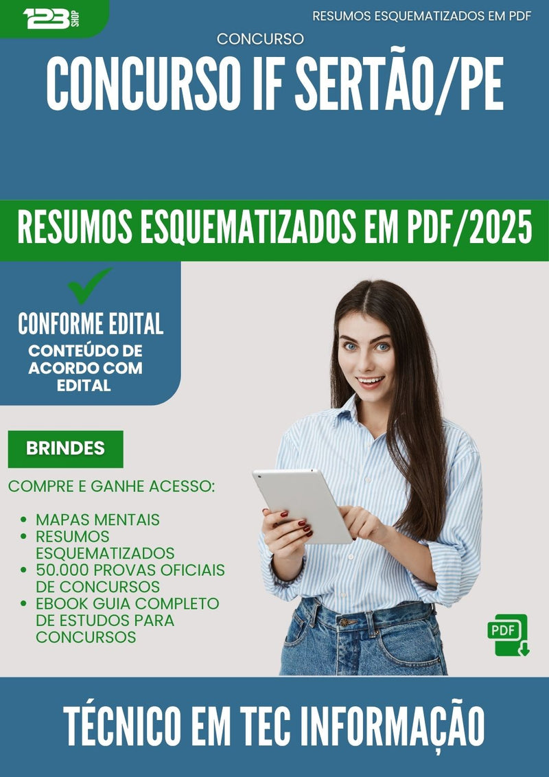 Resumos Esquematizados para Concurso Tecnico Em Tecnologia Da Informacao If da Prefeitura Sertao Pe 2025 - Conteúdo de Acordo com Edital