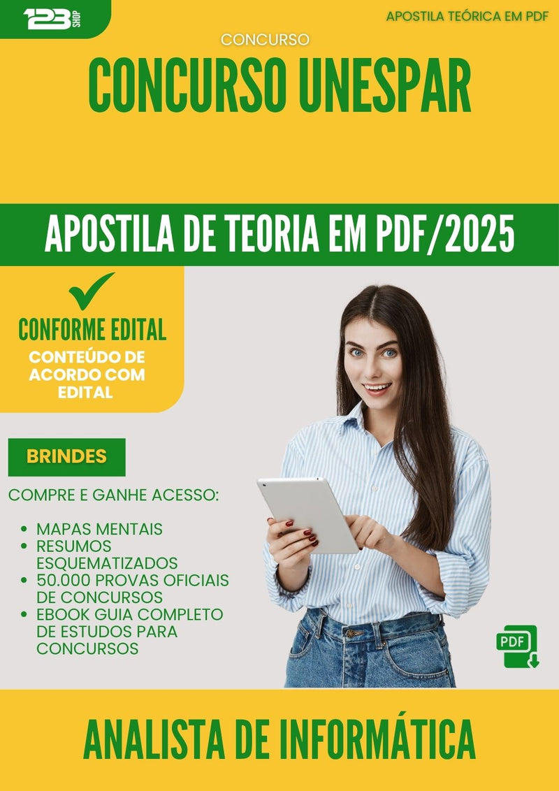 Apostila Teórica para Concurso Analista De Informatica Unespar 2025 - Conteúdo de Acordo com Edital