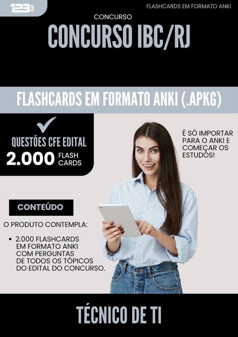 Flashcards para Concurso Tecnico De Ti Ibc Rj 2025 - 2000 Flashcards de Acordo com Edital