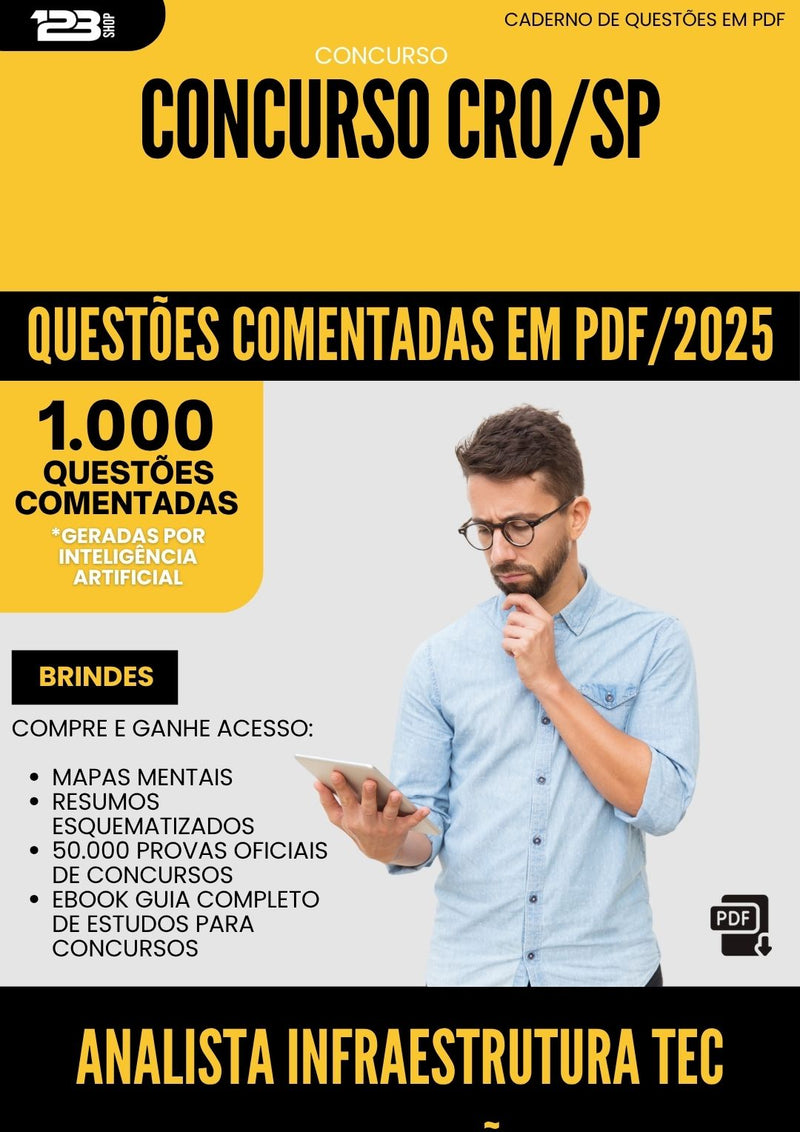 1000 Questões Comentadas para Concurso Analista Infraestrutura Tecnologia Informacao Cro Sp 2025 - 1000 Questões