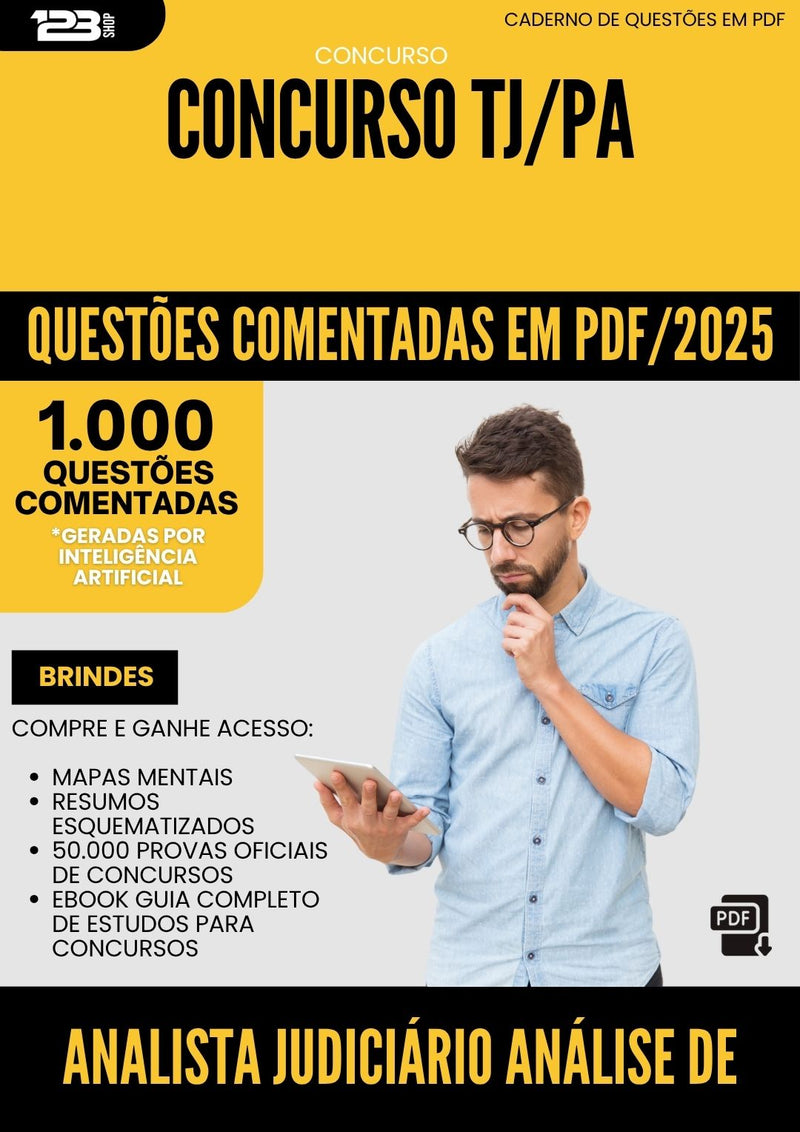 1000 Questões Comentadas para Concurso Analista Judiciario Analise De Sistemas Tj Pa 2025 - 1000 Questões