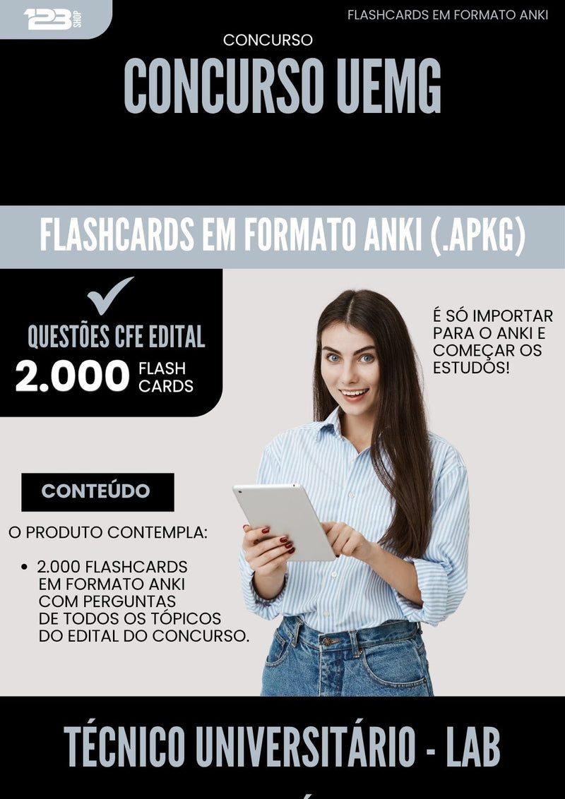 Flashcards para Concurso Tecnico Universitario Laboratorio De Informatica Uemg 2025 - 2000 Flashcards de Acordo com Edital