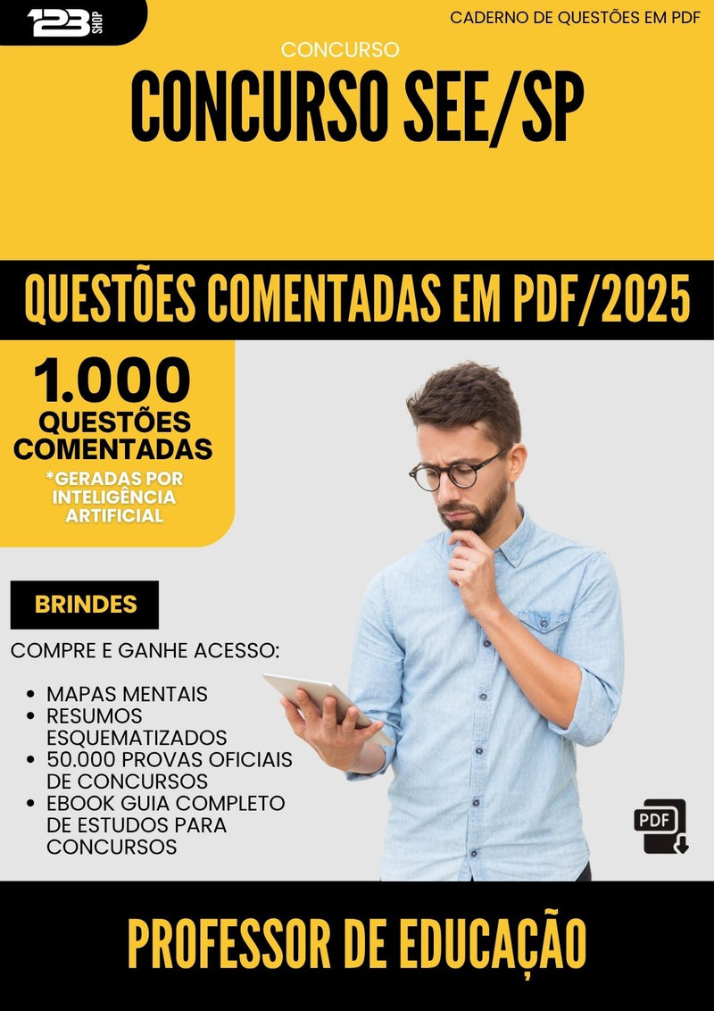 1000 Questões Comentadas para Concurso Professor De Educacao Profissional Ti See Sp 2025 - 1000 Questões