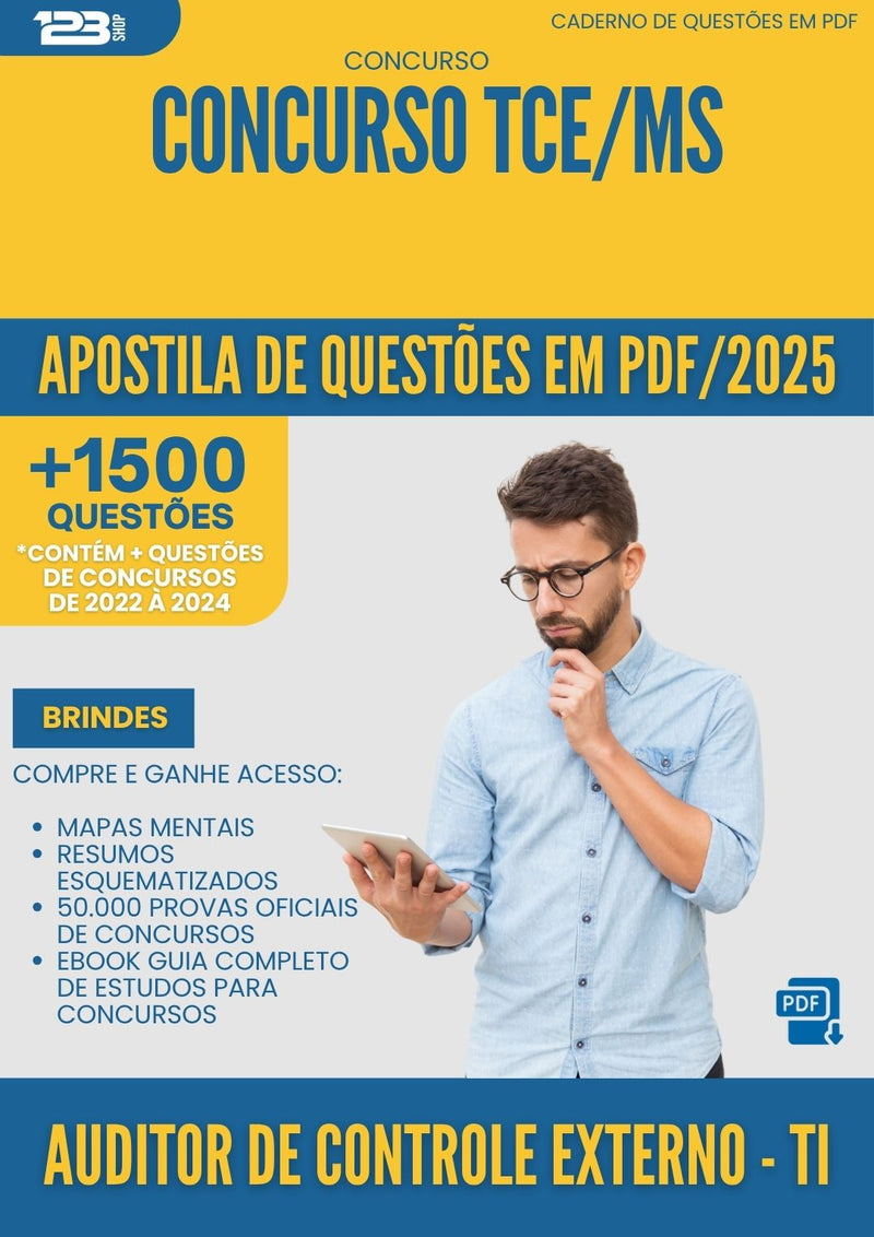 Apostila de Questões para Concurso Auditor De Controle Externo Ti Tce Ms 2025 - Mais de 1.500 Questões