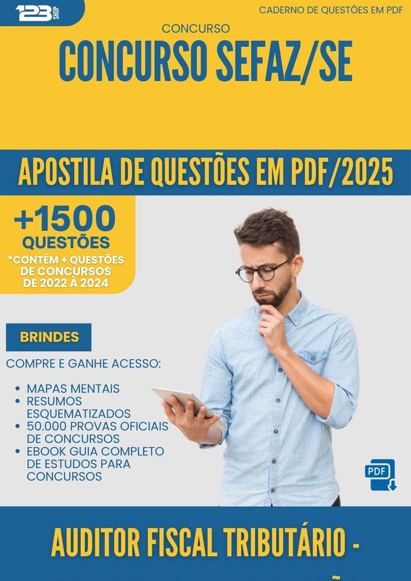 Apostila de Questões para Concurso Auditor Fiscal Tributario Tecnologia Da Informacao Sefaz Se 2025 - Mais de 1.500 Questões