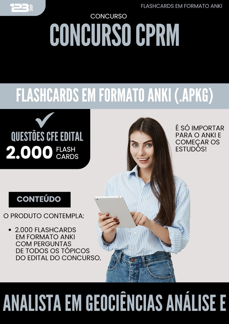 Flashcards para Concurso Analista Em Geociencias Analise E Desenvolvimento De Sistemas Cprm 2025 - 2000 Flashcards de Acordo com Edital