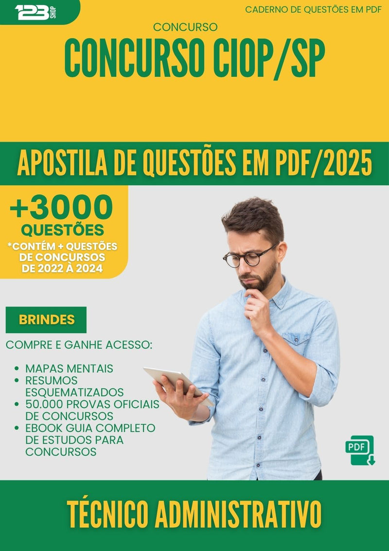 Apostila de Questões para Concurso Ciop Sp 2025 Tecnico Administrativo - Mais de 3.000 Questões