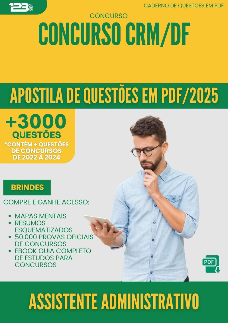 Apostila de Questões para Concurso Assistente Administrativo Crm Df 2025 - Mais de 3.000 Questões