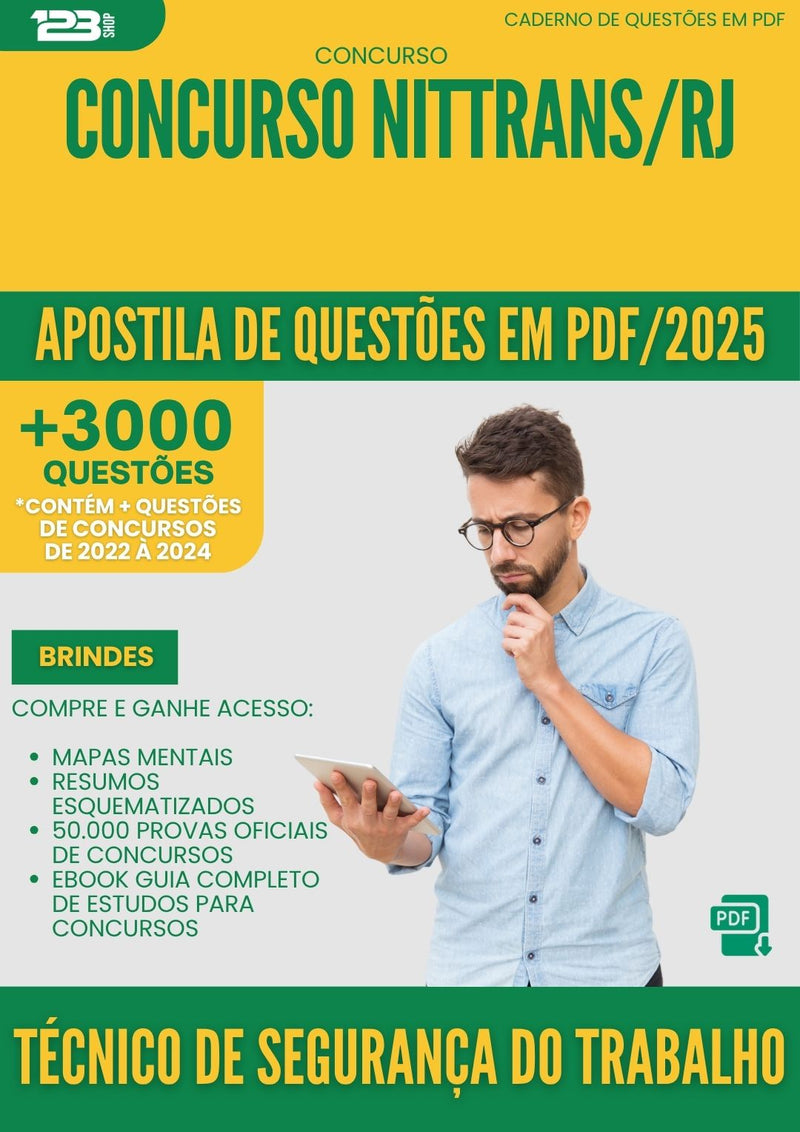 Apostila de Questões para Concurso Tecnico De Seguranca Do Trabalho Nittrans Rj 2025 - Mais de 3.000 Questões