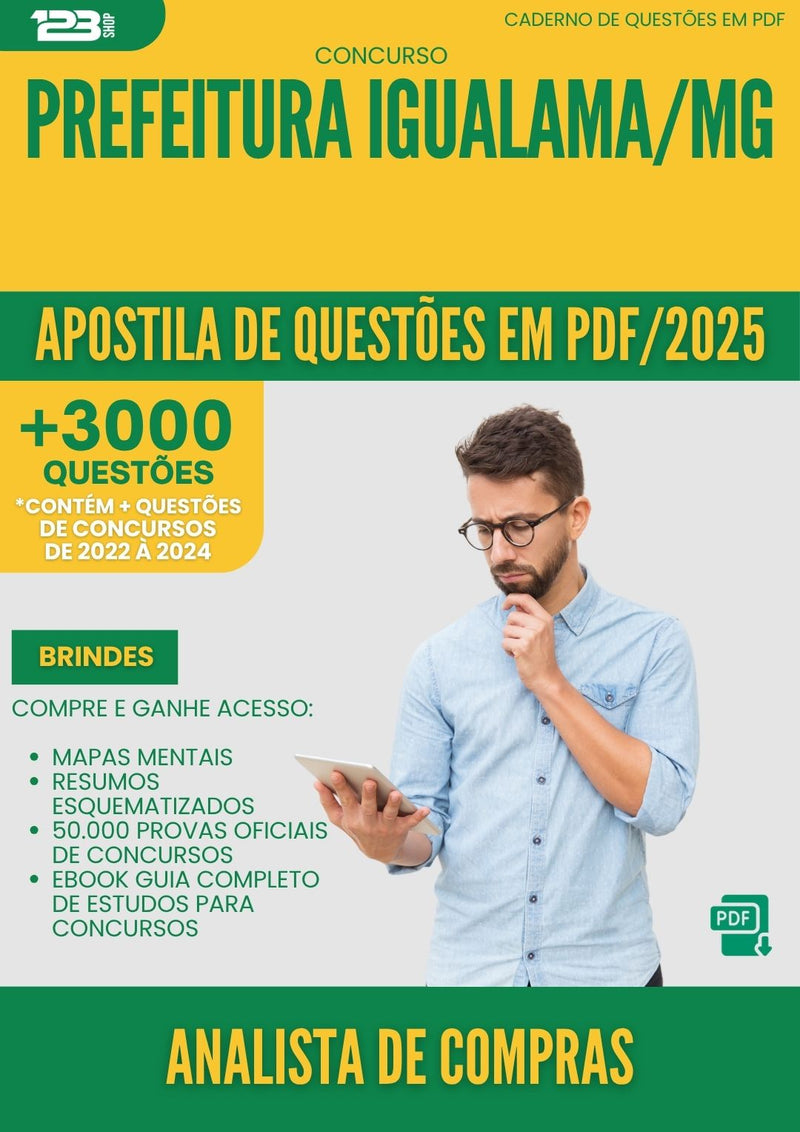 Apostila de Questões para Concurso Analista De Compras da Prefeitura Iguatama Mg 2025 - Mais de 3.000 Questões