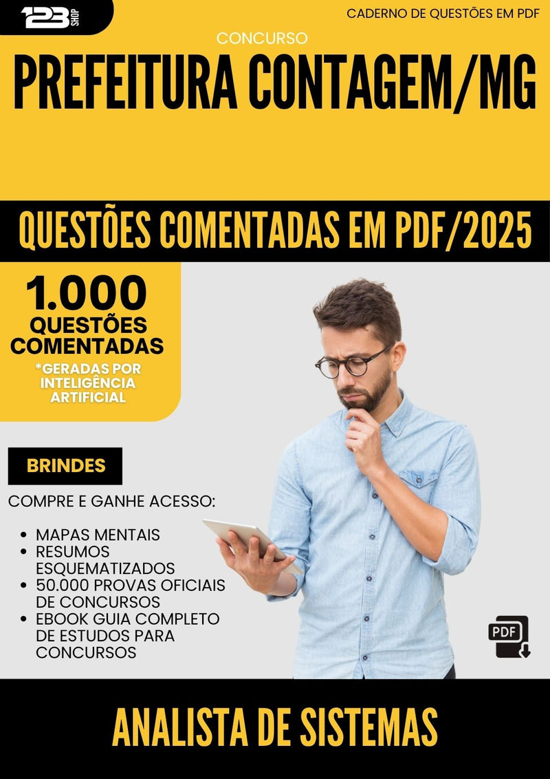 1000 Questões Comentadas para Concurso Analista De Sistemas da Prefeitura Contagem Mg 2025 - 1000 Questões