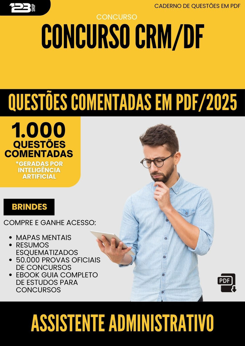 1000 Questões Comentadas para Concurso Assistente Administrativo Crm Df 2025 - 1000 Questões