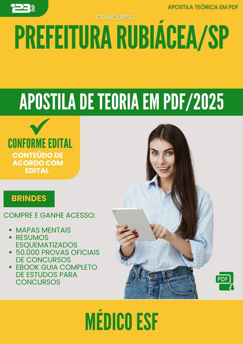 Apostila Teórica para Concurso Medico Esf da Prefeitura Rubiacea Sp 2025 - Conteúdo de Acordo com Edital
