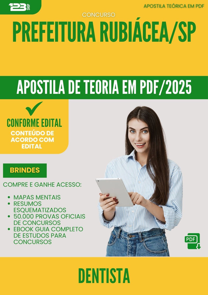 Apostila Teórica para Concurso Dentista da Prefeitura Rubiacea Sp 2025 - Conteúdo de Acordo com Edital