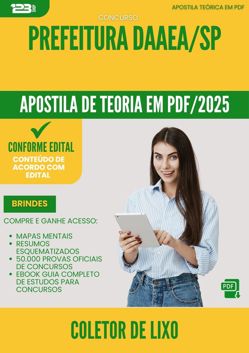 Apostila Teórica para Concurso Coletor De Lixo Daaea Sp 2025 - Conteúdo de Acordo com Edital