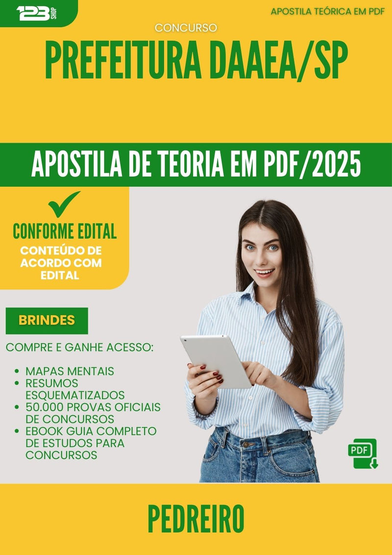 Apostila Teórica para Concurso Pedreiro Daaea Sp 2025 - Conteúdo de Acordo com Edital