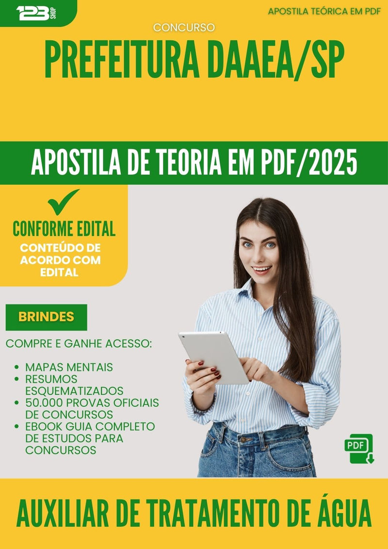 Apostila Teórica para Concurso Auxiliar De Tratamento De Agua Daaea Sp 2025 - Conteúdo de Acordo com Edital