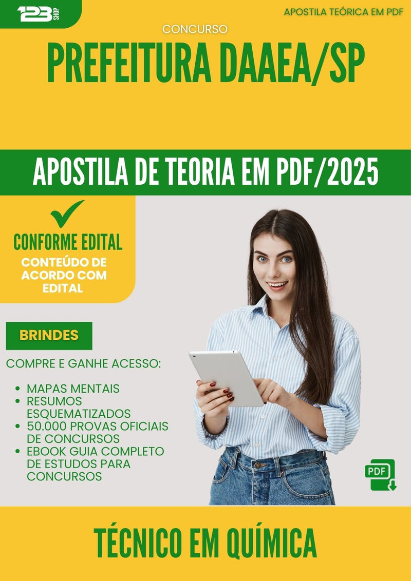 Apostila Teórica para Concurso Tecnico Em Quimica Daaea Sp 2025 - Conteúdo de Acordo com Edital
