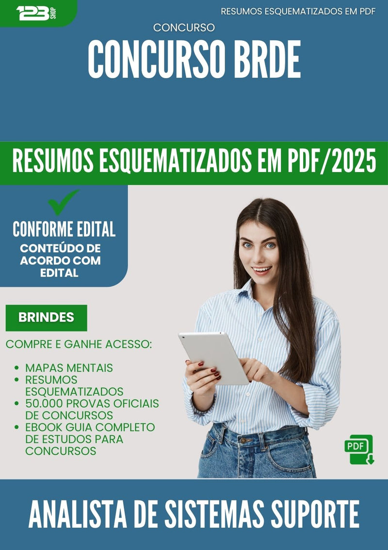 Resumos Esquematizados para Concurso Analista De Sistemas Suporte Brde 2025 - Conteúdo de Acordo com Edital