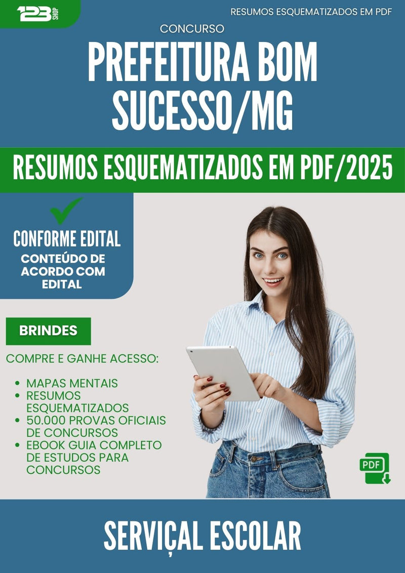 Resumos Esquematizados para Concurso Servical Escolar da Prefeitura Bom Sucesso Mg 2025 - Conteúdo de Acordo com Edital